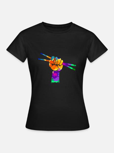 Schlagzeuger Drumsticks Faust Geschenk - Frauen T-Shirt - Schwarz