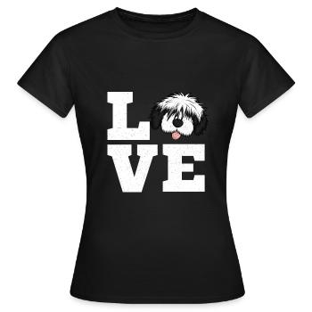 Bobtail-Pudel-Mischling Hund Geschenk - Frauen T-Shirt - Schwarz - Vorne - AI Model Female 172 dark (172cm)