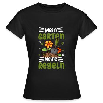 Mein Garten Meine Regeln Lustig Gärtner - Frauen T-Shirt - Schwarz - Vorne - AI Model Female 172 dark (172cm)