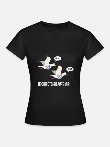 Moin Möwen norddeutsch plattdeutsch - Frauen T-Shirt - Schwarz