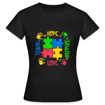 Autism autistic Autism Autism - Women's T-Shirt - black - Front - AI Model Female 172 dark (172cm)