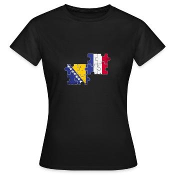 Bosnien Frankreich Vintage Flagge Bosnier - Frauen T-Shirt - Schwarz - Vorne - AI Model Female 172 dark (172cm)