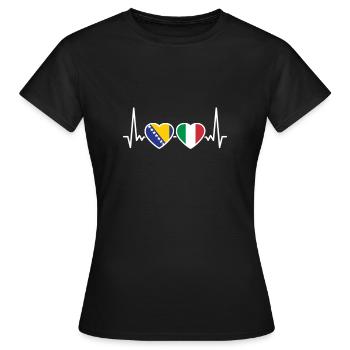 Bosnien Italien Herzschlag Flagge Bosnier - Frauen T-Shirt - Schwarz - Vorne - AI Model Female 172 dark (172cm)