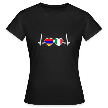 Armenien Italien Herzschlag Flagge Armenier - Frauen T-Shirt - Schwarz - Vorne - AI Model Female 172 dark (172cm)