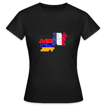 Armenien Frankreich Flagge Armenier - Frauen T-Shirt - Schwarz - Vorne - AI Model Female 172 dark (172cm)