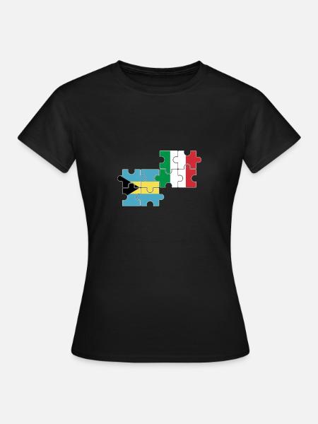 Bahamas Italien Flagge Italienisch Bahamaer - T-shirt dam - svart