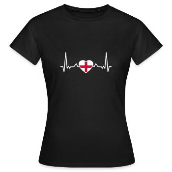Angleterre Heartbeat Drapeau anglais Drapeau anglais Anglais - T-shirt Femme - noir - Devant - AI Model Female 172 dark (172cm)
