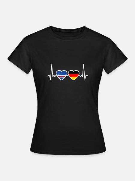 Cap-Vert Allemagne Heartbeat Flag Cap-Vert - T-shirt Femme - noir