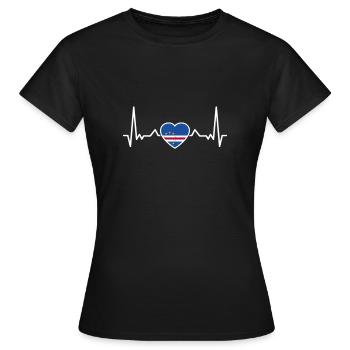 Cape Verde heartbeat Cape Verdean flag Cape Verdean - Women's T-Shirt - black - Front - AI Model Female 172 dark (172cm)