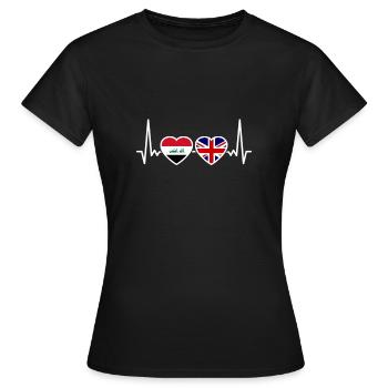 Irak UK Herzschlag Flagge Britisch Iraker - Frauen T-Shirt - Schwarz - Vorne - AI Model Female 172 dark (172cm)