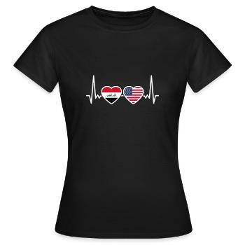 Irak USA Herzschlag Flagge Amerikanisch Iraker - Frauen T-Shirt - Schwarz - Vorne - AI Model Female 172 dark (172cm)