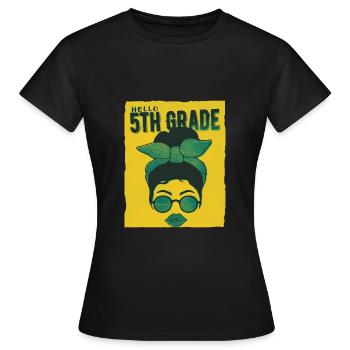 Bonjour 5th Grade Messy Bun Girls Cute Heart Back - T-shirt Femme - noir - Devant - AI Model Female 172 dark (172cm)
