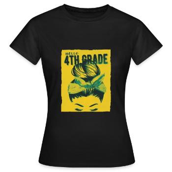 Bonjour 4ème année Messy Bun Girls Cute Heart Back - T-shirt Femme - noir - Devant - AI Model Female 172 dark (172cm)