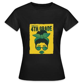 Bonjour 4ème année Messy Bun Girls Cute Heart Back - T-shirt Femme - noir - Devant - AI Model Female 172 dark (172cm)