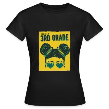 Bonjour 3ème année Messy Bun Girls Cute Heart Back - T-shirt Femme - noir - Devant - AI Model Female 172 dark (172cm)