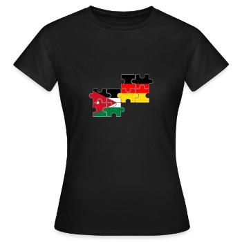 Jordanien Deutschland Flagge Deutsch Jordanier - Frauen T-Shirt - Schwarz - Vorne - AI Model Female 172 dark (172cm)