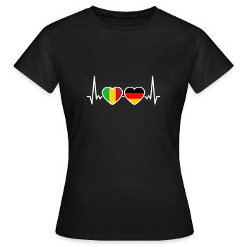Mali Deutschland Herzschlag Flagge Deutsch Malier - Frauen T-Shirt - Schwarz - Vorne - AI Model Female 172 dark (172cm)