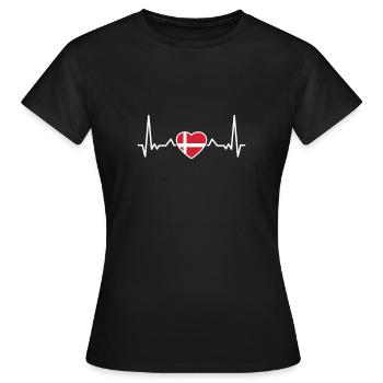 Danemark Heartbeat Drapeau danois Danois - T-shirt Femme - noir - Devant - AI Model Female 172 dark (172cm)