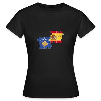 Kosovo Spanien Vintage Flagge Spanisch Kosovare - Frauen T-Shirt - Schwarz - Vorne - AI Model Female 172 dark (172cm)