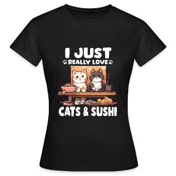 Sushi Katzen Neko Katze Otaku T Japan Sushi - Frauen T-Shirt - Schwarz - Vorne - AI Model Female 172 dark (172cm)