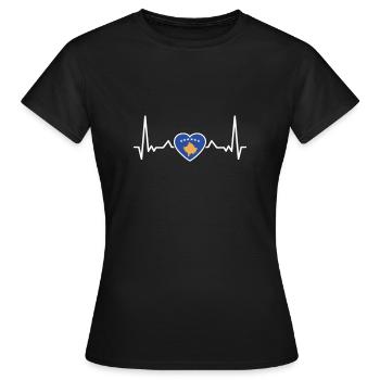 Battement de cœur du Kosovo Drapeau kosovar Kosovar - T-shirt Femme - noir - Devant - AI Model Female 172 dark (172cm)
