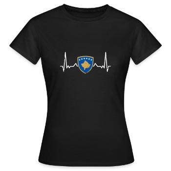 Kosovo Vintage Heartbeat Blason Drapeau Kosovar - T-shirt Femme - noir - Devant - AI Model Female 172 dark (172cm)