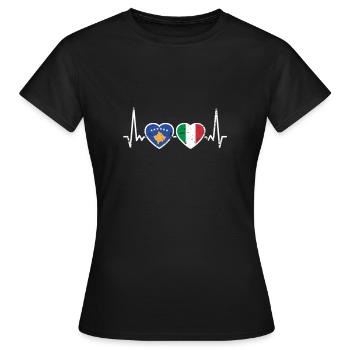 Kosovo Italie Vintage Heartbeat Flag Kosovar - T-shirt Femme - noir - Devant - AI Model Female 172 dark (172cm)