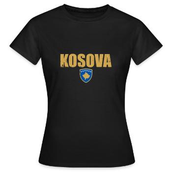 Kosova Vintage Kosovo Kosovarische Flagge Kosovare - Frauen T-Shirt - Schwarz - Vorne - AI Model Female 172 dark (172cm)