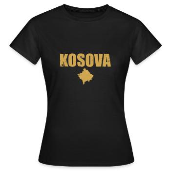 Kosova Vintage Kosovo Kosovarische Karte Kosovare - Frauen T-Shirt - Schwarz - Vorne - AI Model Female 172 dark (172cm)