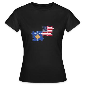 Kosovo USA Flag Kosovar américain - T-shirt Femme - noir - Devant - AI Model Female 172 dark (172cm)