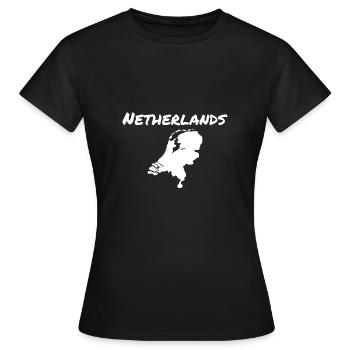 Pays-Bas Pays-Bas Carte Néerlandais - T-shirt Femme - noir - Devant - AI Model Female 172 dark (172cm)