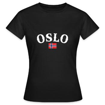Oslo Norway Norwegian Flag Norwegian - Women's T-Shirt - black - Front - AI Model Female 172 dark (172cm)