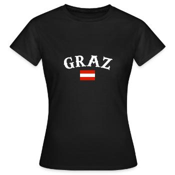 Graz, Autriche, Drapeau, Autriche, Autriche - T-shirt Femme - noir - Devant - AI Model Female 172 dark (172cm)