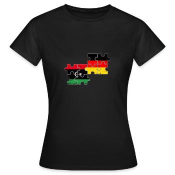 Libyen Deutschland Vintage Flagge Deutsch Libyer - Frauen T-Shirt - Schwarz - Vorne - AI Model Female 172 dark (172cm)