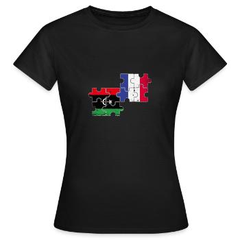 Libyen Frankreich Vintage Flagge Libyer - Frauen T-Shirt - Schwarz - Vorne - AI Model Female 172 dark (172cm)
