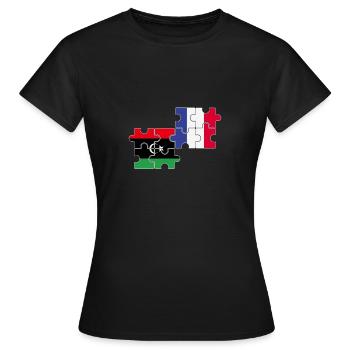 Libyen Frankreich Flagge Französisch Libyer - Frauen T-Shirt - Schwarz - Vorne - AI Model Female 172 dark (172cm)