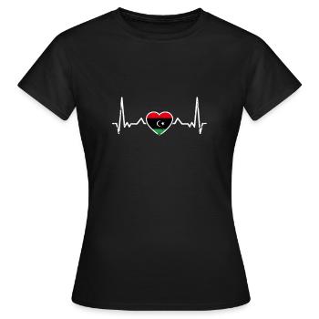 Libyen Vintage Herzschlag Libysche Flagge Libyer - Frauen T-Shirt - Schwarz - Vorne - AI Model Female 172 dark (172cm)