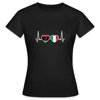 Libyen Italien Herzschlag Flagge Libyer - Frauen T-Shirt - Schwarz - Vorne - AI Model Female 172 dark (172cm)