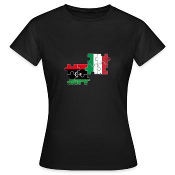 Libyen Italien Vintage Flagge Italienisch Libyer - Frauen T-Shirt - Schwarz - Vorne - AI Model Female 172 dark (172cm)