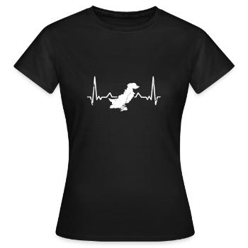 Pakistan Vintage Herzschlag Karte Pakistaner - Frauen T-Shirt - Schwarz - Vorne - AI Model Female 172 dark (172cm)
