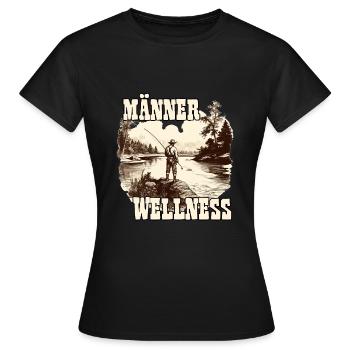 Vintage Angler Herren T-Shirt für Sportangler - Frauen T-Shirt - Schwarz - Vorne - AI Model Female 172 dark (172cm)