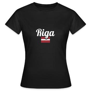 Riga Lettonie Drapeau letton Letton - T-shirt Femme - noir - Devant - AI Model Female 172 dark (172cm)