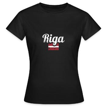 Riga Lettonie Vintage letton drapeau letton letton - T-shirt Femme - noir - Devant - AI Model Female 172 dark (172cm)