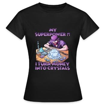 Spaßige Kristallmanufaktur Kristalle Züchten - Frauen T-Shirt - Schwarz - Vorne - AI Model Female 172 dark (172cm)