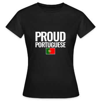 Proud Portuguese Portugal Portuguese Flag - Women's T-Shirt - black - Front - AI Model Female 172 dark (172cm)