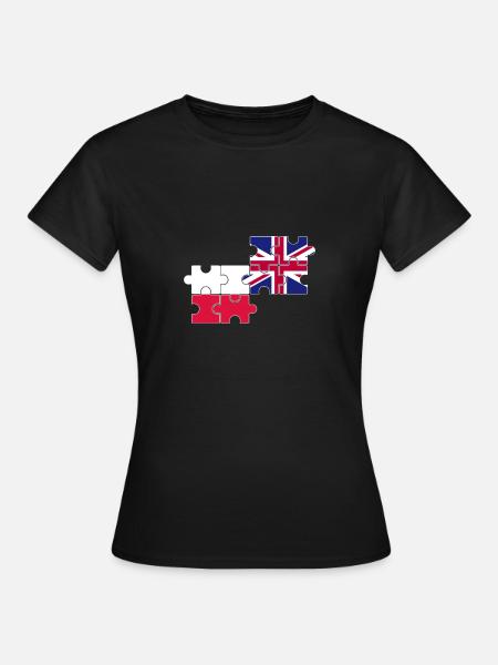 Poland Great Britain UK Flag British Polish - Women's T-Shirt - black
