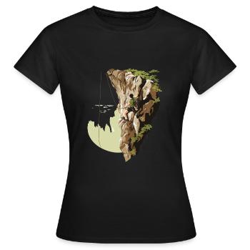Aventure en montagne : l’escalade en moulinette pour les amoureux de la nature - T-shirt Femme - noir - Devant - AI Model Female 172 dark (172cm)