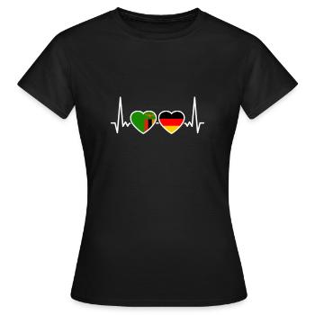 Zambie Allemagne Heartbeat Flag Zambie - T-shirt Femme - noir - Devant - AI Model Female 172 dark (172cm)