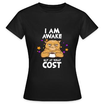 Fan de chats qui se lève tard Propriétaire de - T-shirt Femme - noir - Devant - AI Model Female 172 dark (172cm)