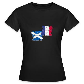 Schottland Frankreich Vintage Flagge Schotte - Frauen T-Shirt - Schwarz - Vorne - AI Model Female 172 dark (172cm)